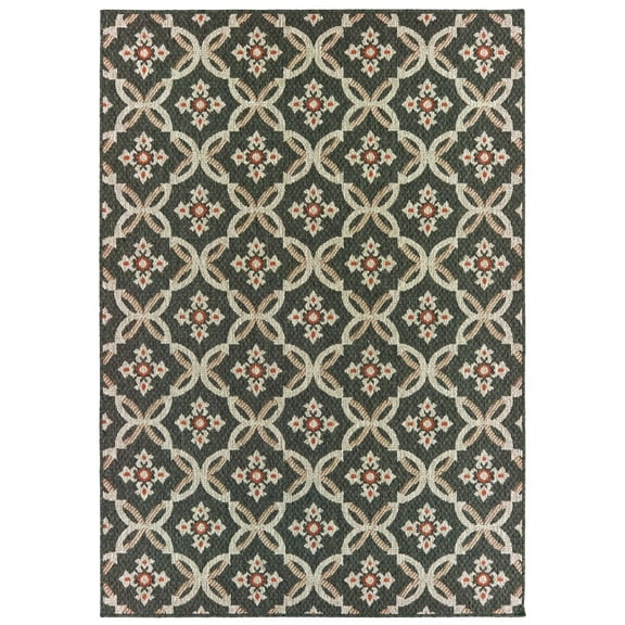Oriental Weavers Latitude Area Rug 1904K Outdoor Grey Scrolls Petals