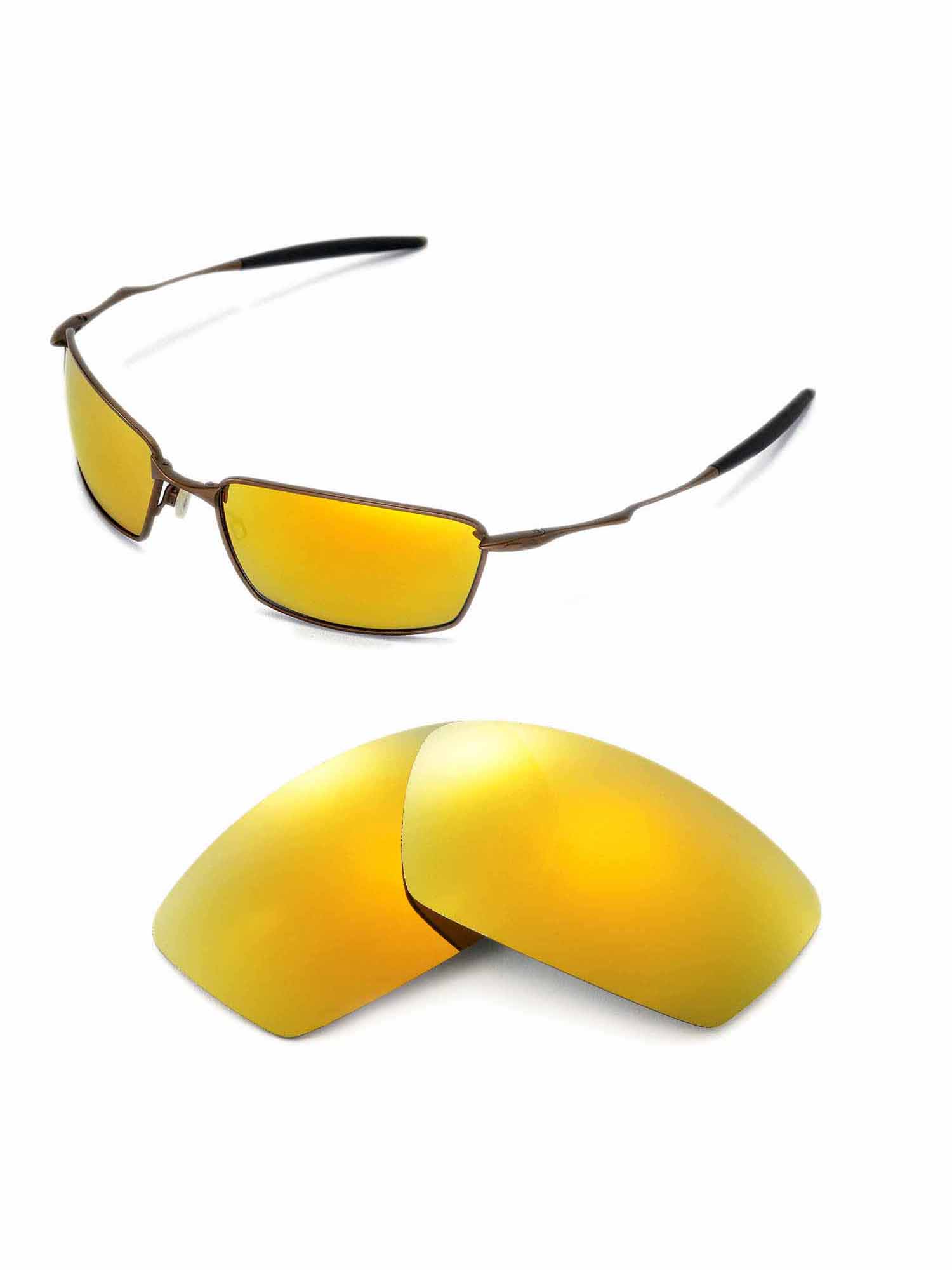 Walleva 24K Gold Polarized Replacement Lenses for Oakley Square Whisker
