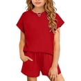 thumbnail image 2 of akafmk Teen Girls Summer 2-Piece Sets Short Sleeve Tops and Shorts Soft Breathable Fashion Leisure Outfits Sets, 2 of 7