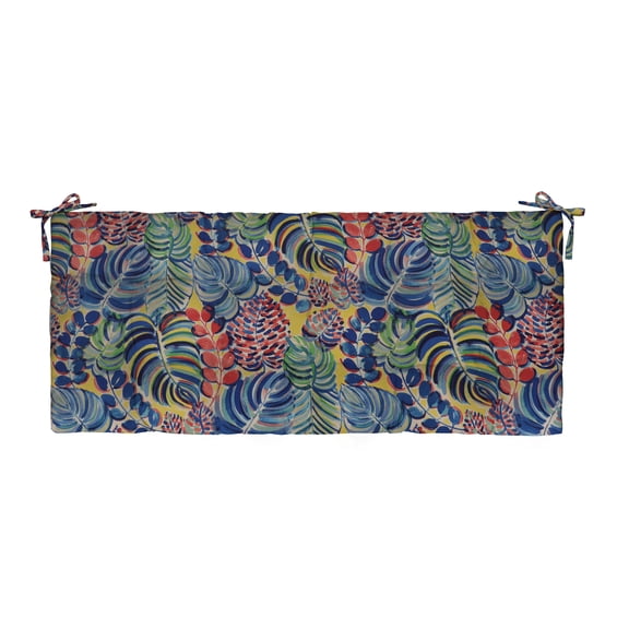 RSH Décor Indoor Outdoor 2” Tufted Bench Cushion with Ties (36” x 14” x 2”), Beach Access Calypso