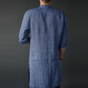 INCERUN Mens Long Sleeve Kurta Shirt Traditional Kaftan Indian Shirts Tunic Long Tops