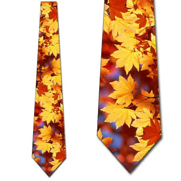 Three Rooker Autumn Leaves Tie Mens Fall Neckties by Three Rooker