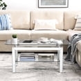 thumbnail image 6 of Rectangular Glass Coffee Table with Mirrored Stainless Steel Legs / Ample 2 - tier Storage in Living Areas, 6 of 6
