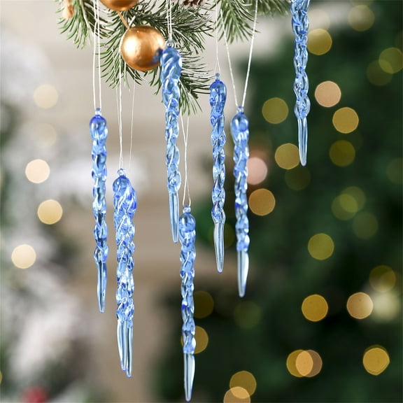 Diceymbol Christmas Transparent Icicle Pendants 12PCS Crystal-like Hanging Tree Ornaments for Christmas Decorations, Holiday Party and Home Decor
