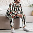 thumbnail image 7 of Naloa Rose Flowers Men’s Pajamas Set - Long Sleeve Button Down Sleep Shirt and Pajama Bottoms Sleepwear Set-, 7 of 7