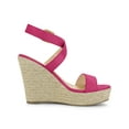 thumbnail image 3 of BLISSFUL STEP Chaussures pour Femmes Sandales Espadrilles à Talon Compensé Slingback à Brides Croisées Rose Vif 7, 3 of 7