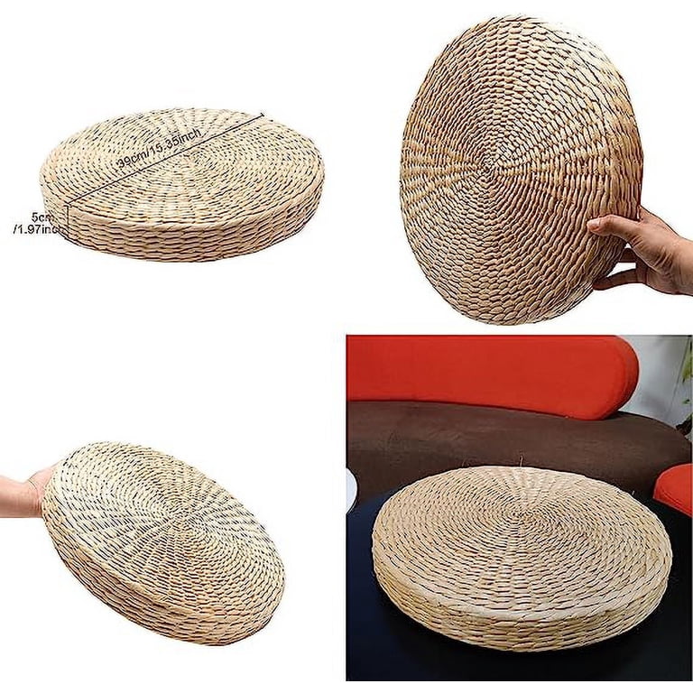 ERDOUY Natural Woven Grass Cushion Pillow Floor Mat Round