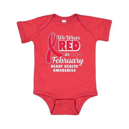 

Inktastic Heart Health Awareness We Wear Red in February Gift Baby Boy or Baby Girl Bodysuit