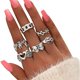 thumbnail image 1 of Conjunto De Anillos Vintage Para Mujer, Moda Retro Mariposa Amor Cabeza Hueso Hueco Hacia Fuera Anillos Para Nudillos, Regalos De Joyería Para Mujer 6 Uds Kearding AP005797-00, 1 of 6