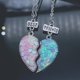 thumbnail image 3 of Collares de moda de 2 piezas para mujer, cadena con colgante de costura rota, corazón de lentejuelas de lujo, mejores amigos, regalos de joyería de la Amistad BFF, 3 of 4