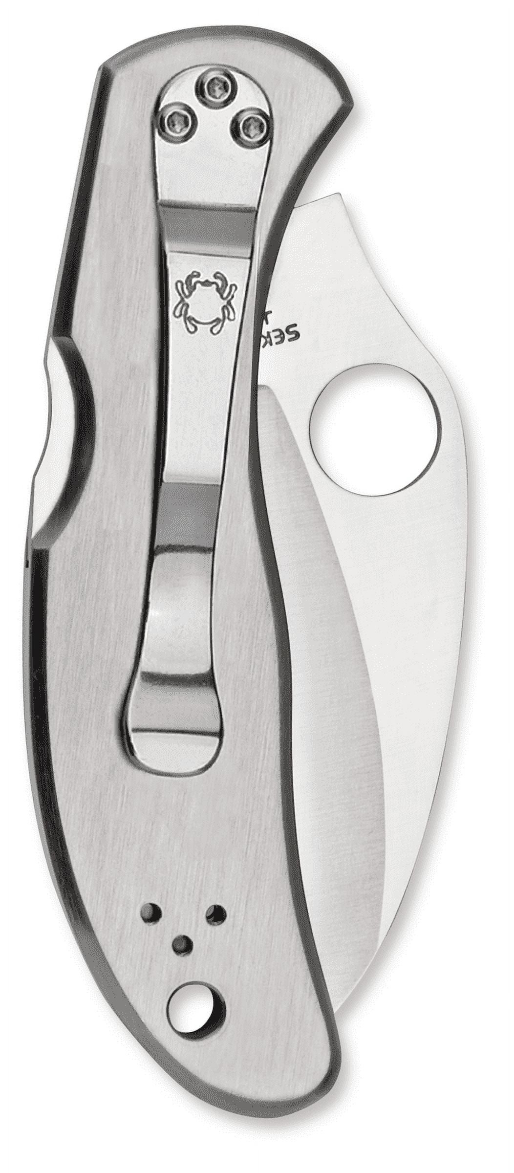 Spyderco Harpy Folding Knife 2-3/4" VG10 Satin Serrated Hawkbill Blade, Stainless Steel Handles, Lockback - C08S