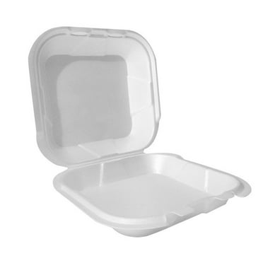 Foam Hinged Lid Hot and Cold Single compartment Large 9X9 White 200 count