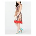 thumbnail image 3 of Love Squared Womens Plus Striped Faux-Wrap Shift Dress Multi 2X, 3 of 4