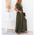 thumbnail image 4 of yillto Womens Dress Short Sleeve V Neck Summer Maxi Dresses Beach Lightweight Cover up Dress, 4 of 7