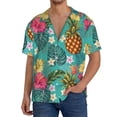 thumbnail image 3 of Vsdgher Pineapple Print Men's Wrinkle Free Untucked Cuban Shirt Business Casual Button Down Shirts Short Sleeve Shirt, 3 of 7