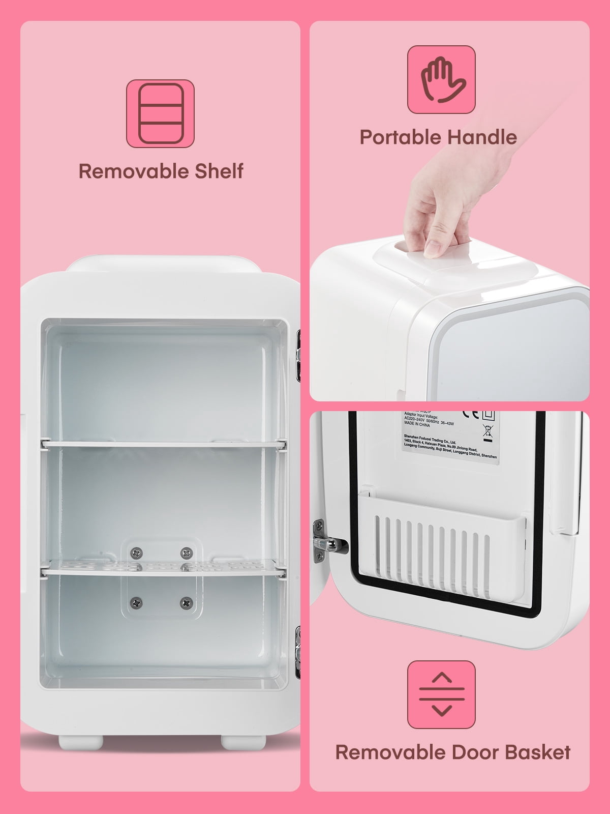 FOHERE 5L/6 Can Mini Fridge,  White