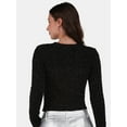 thumbnail image 3 of No Boundaries Metallic Crew Neck Sweater, Women's and Women’s Plus, 3 of 5