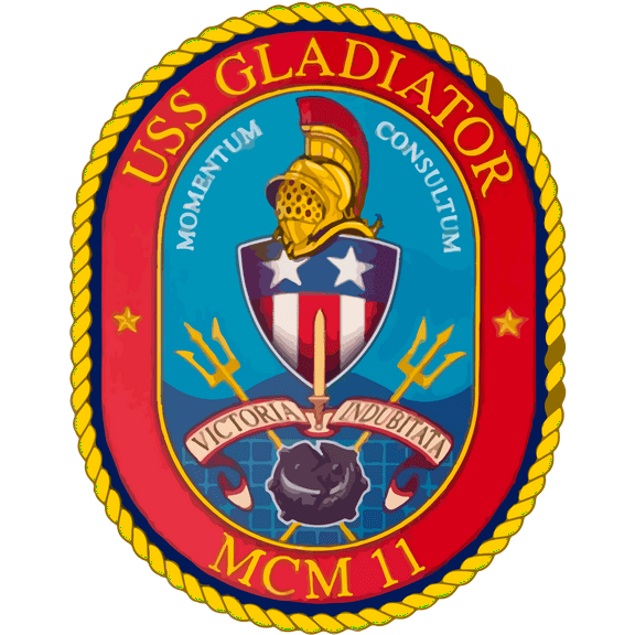 USS Gladiator MCM-11 Badge Sticker Decal Avenger Class Mine countermeasures ship Car Sticker Bumper Sticker for Car Emblem - 4 inch