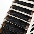 thumbnail image 6 of Pure Era Bullnose Carpet Stair Treads Cover 9" x 30" Plaid Pattern Rug Indoor Non Slip Self Adhensive (Set of 14,Black Diamond Trellis), 6 of 9