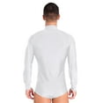 thumbnail image 4 of YiZYiF 2Pcs Men Latin Ballroom Dance Leotard Outfits Bodysuit Top with Tassels Flare Pants Dancewear White&Black M, 4 of 7
