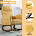 thumbnail image 3 of Rocking Chair, Mid-Century Modern Nursery Rocking Armchair, Modern Leisure Single Sofa with Arm and Side Pocket, Upholstered Tall Back Glider Rocker, for Living Room, Bedroom, Office, Yellow Linen, 3 of 7