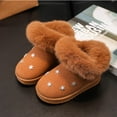thumbnail image 6 of Comfy Girls' Snow Boots Solid Color Slip-On Boots With Flat Sole Fleece Lined Faux Fur Comfortable Shoes Indoor Outdoor Winter Fashion Foorwear, 6 of 6