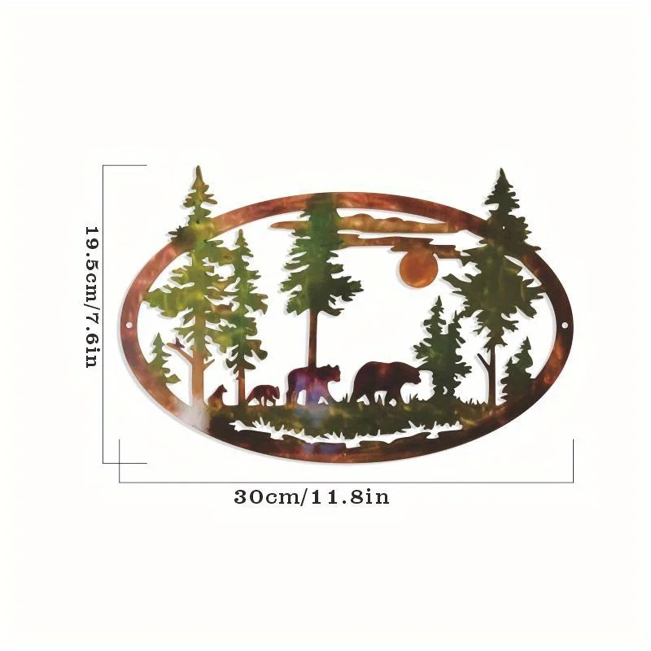 11.81in/14.96in Colorful Metal Art Deers/Bears Wall Decoration Home DecorChristmas Deer Bear Christmas Gift Scene Decoration Iron Crafts Ornaments Hangings