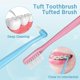 thumbnail image 3 of KAIYANG 2 piezas de cepillo de dientes con cerdas suaves y de doble punta con borde en V (rosa y azul), 3 of 5