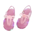 thumbnail image 5 of Girls Glitter Bow LED Light Up Sandals, Adjustable Buckle Open Toe Kids Summer Shoes, Non Flexible Sole Sparkling Beach Party Walking Sandals 4-9Y, 5 of 5