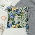 thumbnail image 2 of Fenyluxe Colorful Spring Flowers Throw Pillowcase Covers with Zipper Blue Hydrangea Hibiscus Iris Leaf and Bird Soft Couch Living Room Bedroom Office Rustic Modern Outdoor 24x24in, 2 of 5
