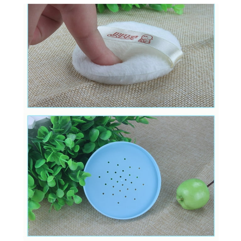 1Pcs Baby After-Bath Puff Box Body Talcum Powder Box Case Container  Dispenser with Sifter and Powder Puff for Travel and Home Use(Green)