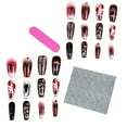 thumbnail image 1 of 1 Set Fake Nails Halloween Style 3D Effect Eyeball Spider Fangs Decor Easy Removal Great Stickiness False Nails Halloween Party C, 1 of 9