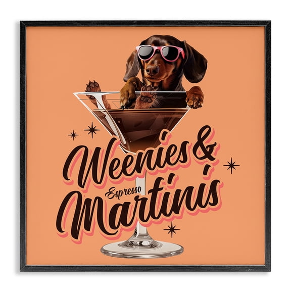 Stupell Industries Traditional Weenie's & Espresso Martinis Black Framed Giclee Art, 12 x 12, by Jim Baldwin