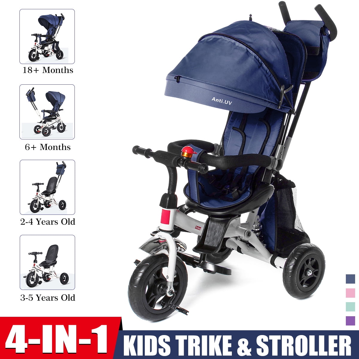 4in1 Baby Stroller Pushing Tricycle Kids Trike Toddler
