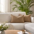 thumbnail image 3 of MYUNNIL Long Lumbar Throw Pillow Cover, Soft Simply Farmhouse Rectangular Cushion Cover with Flange Edges, 12 X 20 Inch Fall Boho Seasonal Decorative Pillow Case for Sofa Bed Home Decor, Brown, 3 of 7