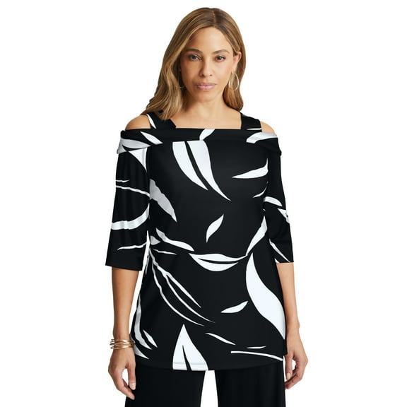 Jessica London Women's Plus Size Cold Shoulder Top