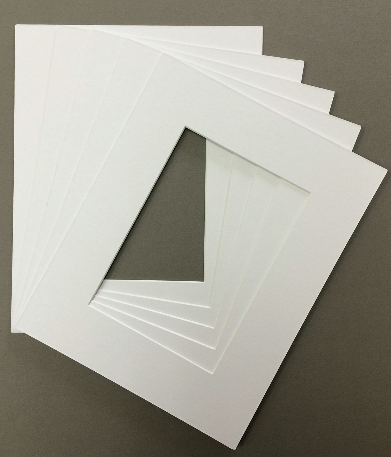 Pack of 5 11x14 White Picture Mats with White Core Bevel Cut for 8.5 X