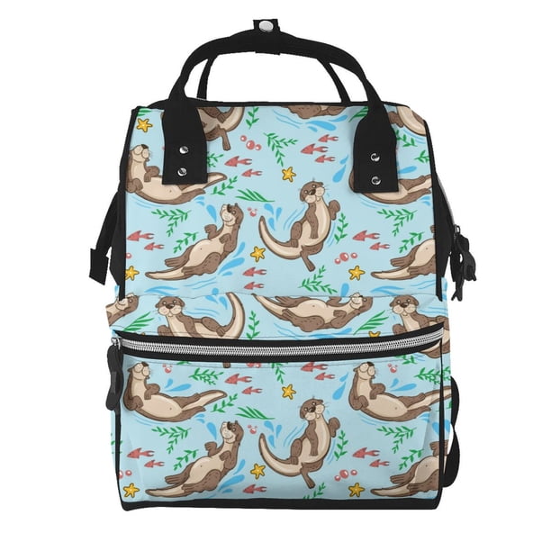 Easygdp Cute Otters para Bolsa de Bebé de Gran Capacidad con Múltiples Bolsillos, Bolsa de Pañales para Padres, Bolsa de Viaje Organizada y Elegante