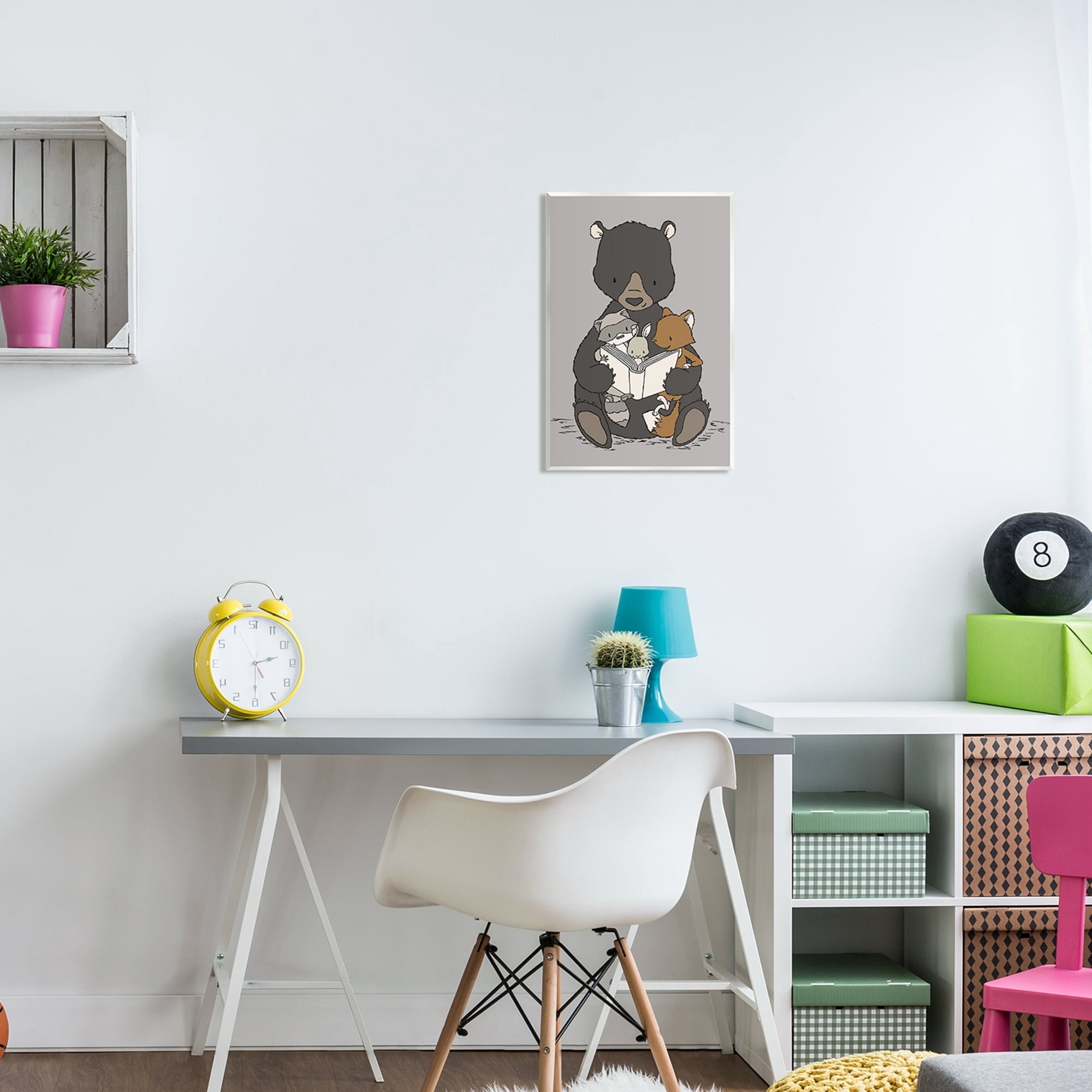 Stupell Industries Woodland Animals Family Bear Reading Book to Babies Graphic Art Unframed Art Print Wall Art, Design by Sweet Melody Designs