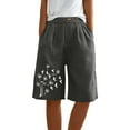 thumbnail image 5 of ZQUUVOU Women's Casual Shorts Summer Elastic Waist Buttons Casual Pockets Pants（Gray,2XL）, 5 of 6