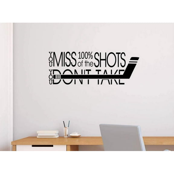 You Miss 100 Percent of The Shots You Don't take 30 X 11 Sports Team Sticker Calligraphy Wall Decal Art Decor Motivational Inspirational Wall Sticker Lettering Curry Inspired