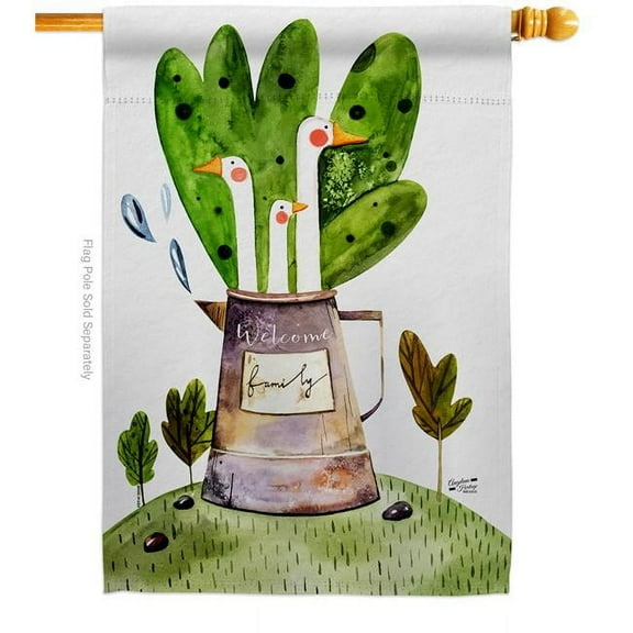 Angeleno Heritage H137490-BO Welcome Duckies Animals Bird 28 x 40 in. Double-Sided Decorative Vertical House Flags for Decoration Banner Garden Yard Gift