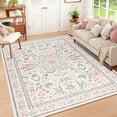thumbnail image 3 of Astorug 6x9 Ft Pink Floral Area Rug - Machine Washable Low Pile Non-Slip Carpet, Boho Vintage Farmhouse Decor for Living Room, Bedroom, Nursery & Office, 3 of 9