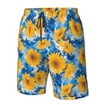 thumbnail image 4 of Pofeuu Blue Ocean Wave Sunflower Prin Men's Swim Trunks Quick Dry Bathing Suit Swimming Board Shorts Mesh Lining Beach Swimwear-Medium, 4 of 6