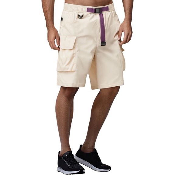 Men's Summer Loose Pocket Shorts Casual Comfortable Breathable Athletic Waist Lightweight Quick-Dry Everyday Beach Walking ActivewearBeigeM