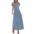 thumbnail image 1 of Vestido PRETTYGARDEN 2025 Maxi con Mangas Abullonadas y Ojalillo Gris Azul Talla L, 1 of 8