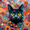 Cat, variant on Cute Black Cat Abstract Art Canvas Print, Wall Decor for Living Room Bedroom Office Hallway Apartment