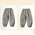 thumbnail image 4 of Ltctricy Boys' Cargo Joggers Children Lightweight Elastic Waist Pull on Wide Leg Cinch Bottom Sweatpants Baggy Casual Pants(Khaki,15-16 Years), 4 of 7