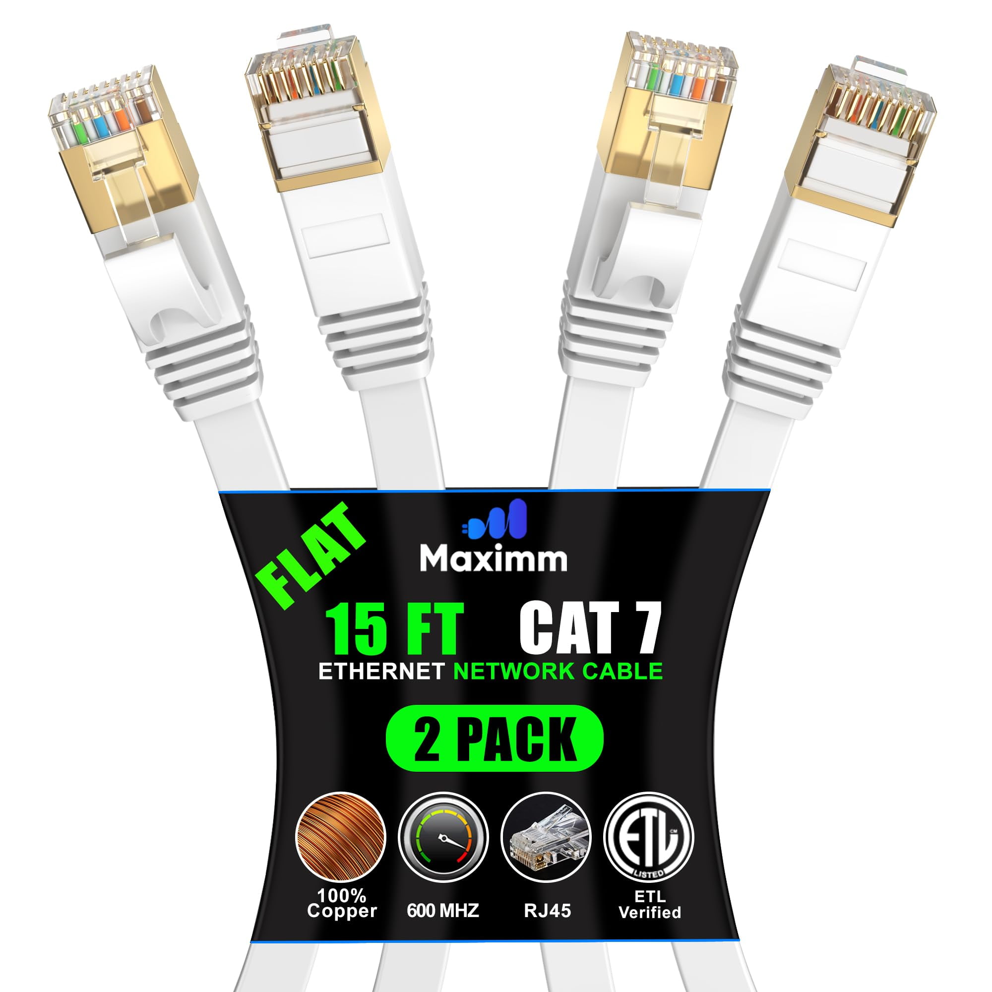 Cable Ethernet Cat 7 De 15 Pies - Con Un Diseño Plano Que Ahorra ...