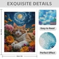 thumbnail image 3 of Diamond Art Kit for Adults, Cat Moonlit Floral Calm Dream Diamond Painting for Adults Beginners, DIY Diamond Art Painting Kits, 5D Diamond Painting Crafts for Home Decor 12x16 Frameless, 3 of 7
